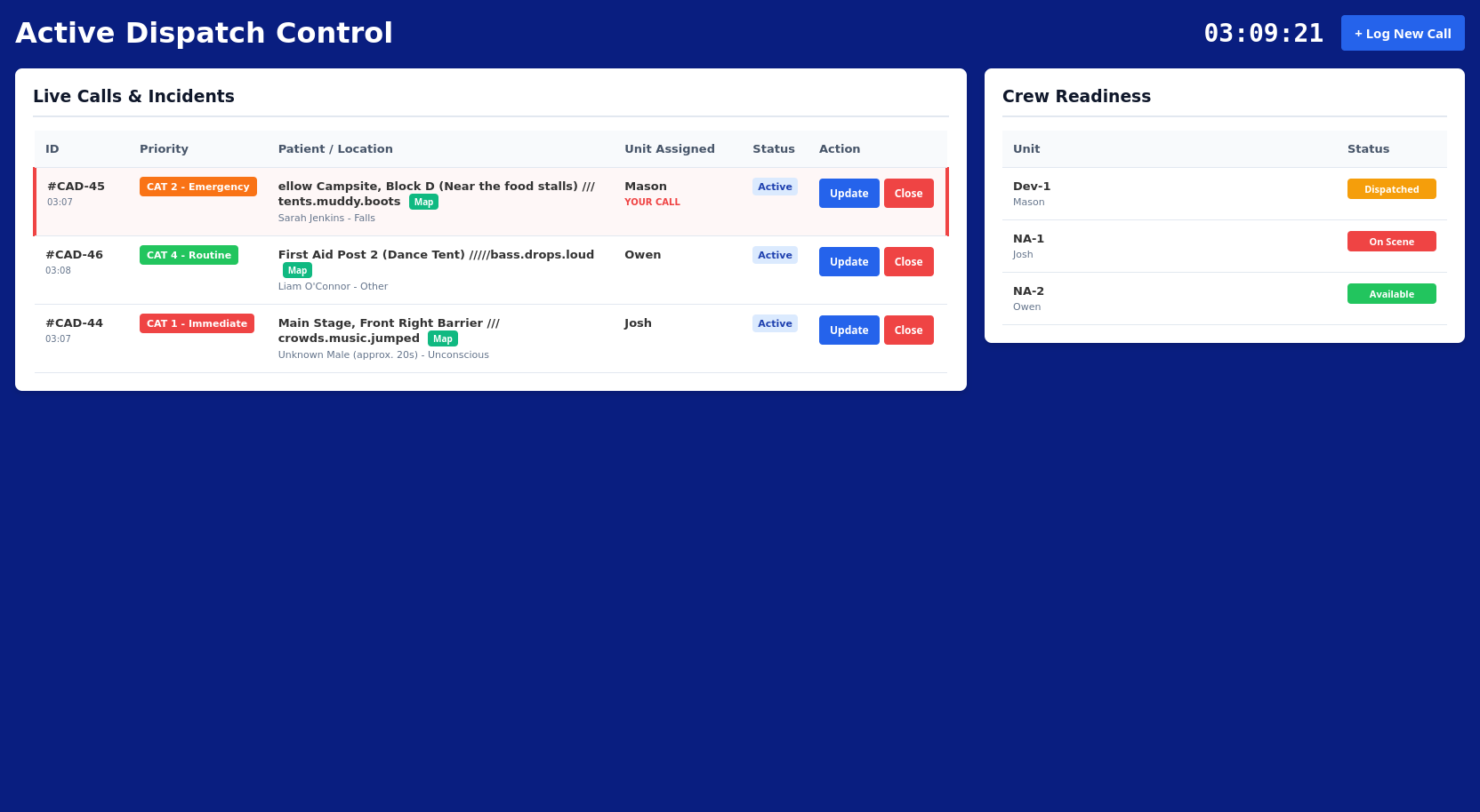 Live Dispatch Dashboard
